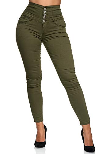 damen jeans skinny high waist stretch chunkyrayan el60-22 grün 7xl