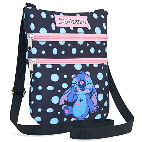 stitch umhängetasche schwarz für mädchen, kinder schultertasche disney