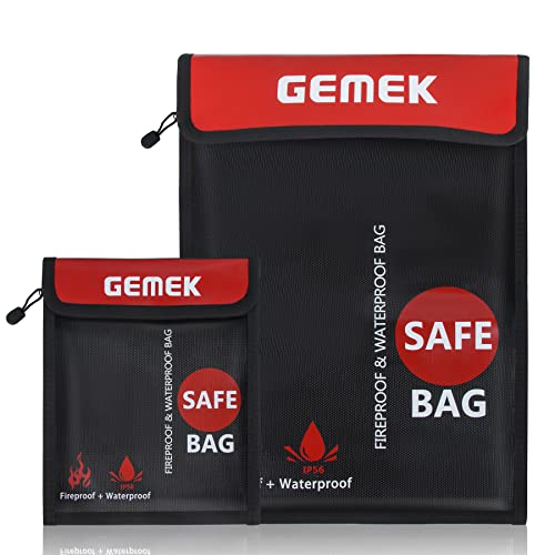 feuerfeste wasserdichte dokumententasche set 38 x 28 cm und 23 x 18 cm GEMEK für a4 a5 papiere, geld, schmuck, passport, tablet, laptop