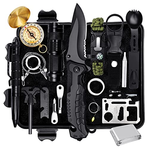 Japaknives survival kit 15 in 1 mit klappmesser, taschenlampe, kompass, decke