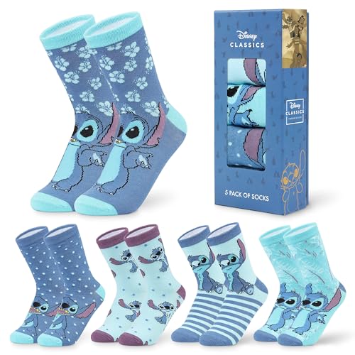 Disney socken damen, bunte warme strümpfe mit motiv, geschenke 5er-pack