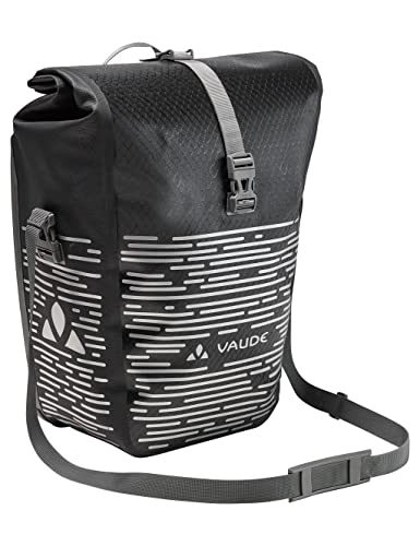 Vaude Aqua Back Luminum II Gepäckträgertasche, Schwarz, Paar mit Reflektoren