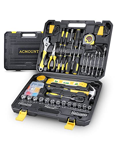 acmount werkzeugkoffer 140tlg gefüllt, werkzeugset für auto, garage, diy