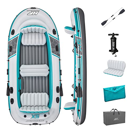 bestway hydro-force adventure elite x5 aufblasbares wasserfloss-set für 5 personen, schlauchboot, ruder, pumpe