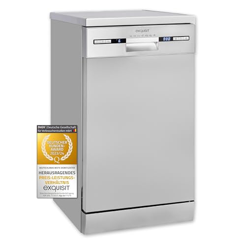 exquisit geschirrspüler gsp9309-030e silber, 45 cm, 9 maßgedecke, unterbaufähig, freistehend