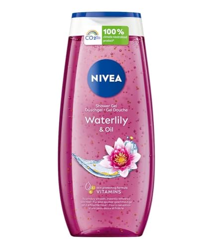 NIVEA Duschgel Waterlily & Oil, 250 ml, pH-hautneutral, frischer Duft, pflegende Ölperlen für verwöhnende Dusche