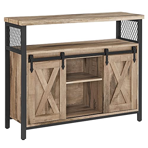 vasagle sideboard mit 2 schiebetüren, küchenschrank, 33 x 100 x 80 cm, landhausstil