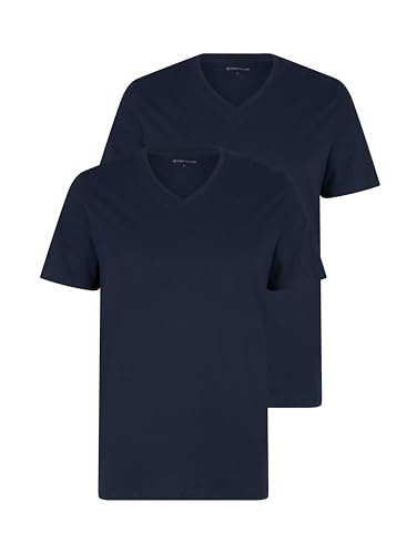 tom tailor v-ausschnitt t-shirt 2er pack, dunkelblau, größe l, amazon prime