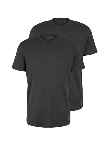 tom tailor herren t-shirt doppelpack dunkelgrau melange größe l
