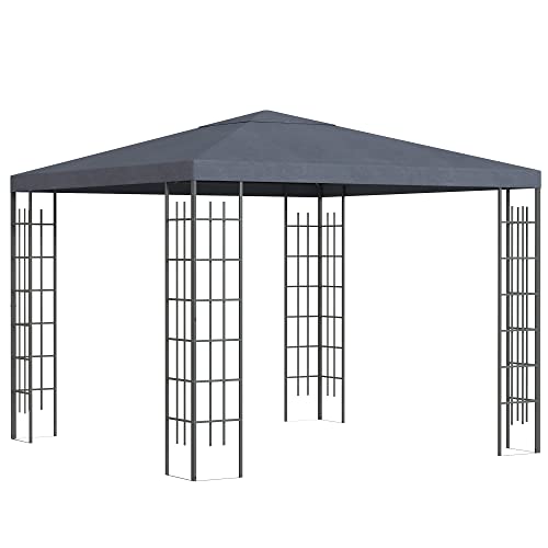outsunny pavillon garten 2,95 x 2,95 m gartenzelt festzelt partyzelt grau stahl polyester