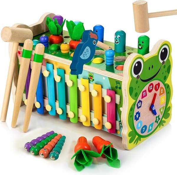 frosch hämmerspielzeug xylophon, amtreen musik spielzeug für kinder ab 3 jahren