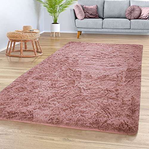 tt home hochflor teppich rosa braun 120x170 cm modernes design weich