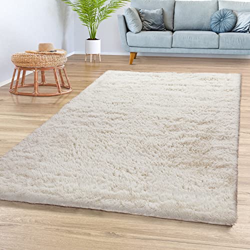 tt home hochflor teppich hellbeige creme 160x220 cm modern weich design