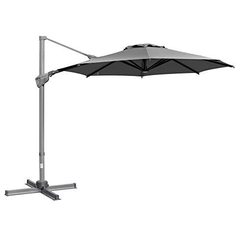 outsunny sonnenschirm 298 cm kurbelneigbar ampelschirm alu dunkelgrau