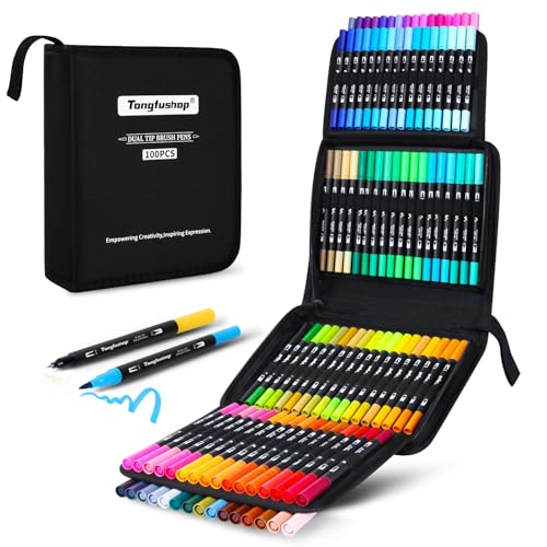 tongfushop dual brush pen set 100 farben doppelseitige wasserfarben marker fineliner 1-5 mm