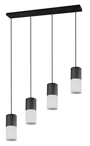 pendelleuchte trio leuchten robin, metall schwarz matt, glas weiß matt, 4x e27