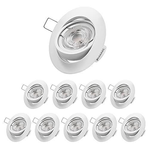 edishine einbaustrahler led 230v dimmbar 3000k warmweiß gu10 5,5w 10er set