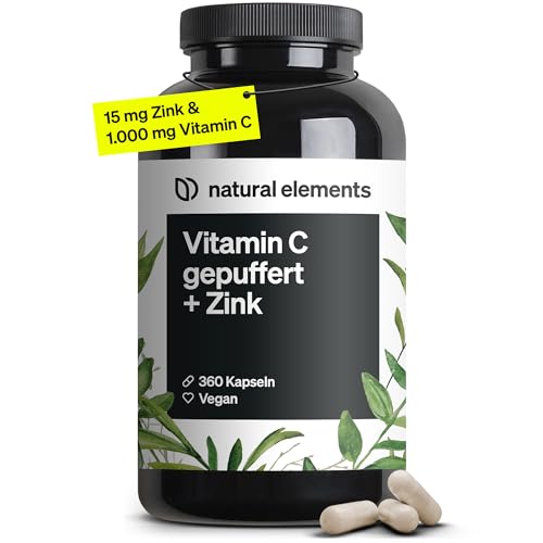 vitamin c 1000 mg hochdosiert 360 kapseln mit 15 mg zink pflanzlich vegan aus deutschland