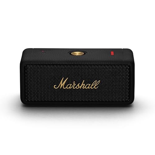 marshall emberton ii bluetooth lautsprecher, tragbar, kabellos, wasserabweisend - schwarz, messing