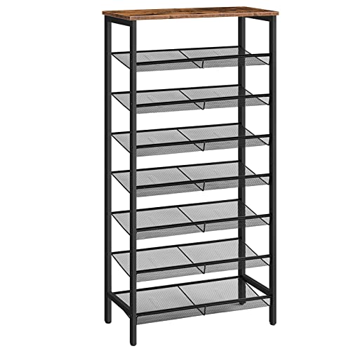 hoobro shoe rack 8 tier mit metallregalen für 21-28 paare vintage braun/schwarz