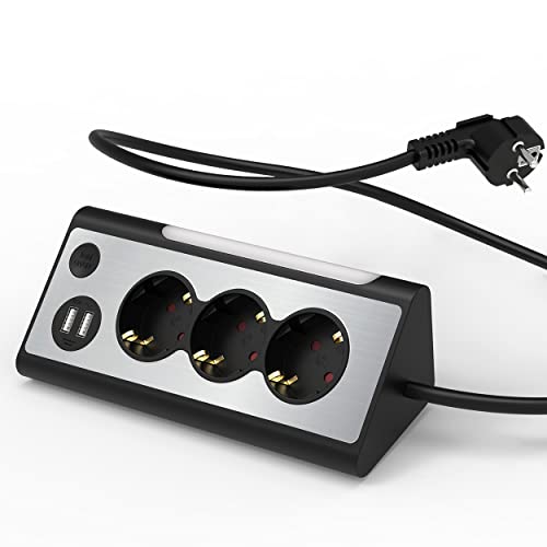 ks multiple socket 3m kabel, 3-fach verteiler mit usb und led nachtlicht