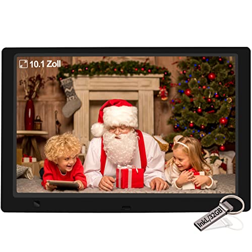 digitaler bilderrahmen 10,1 zoll, 32GB, 1920x1080 IPS, bewegungssensor, wandmontierbar