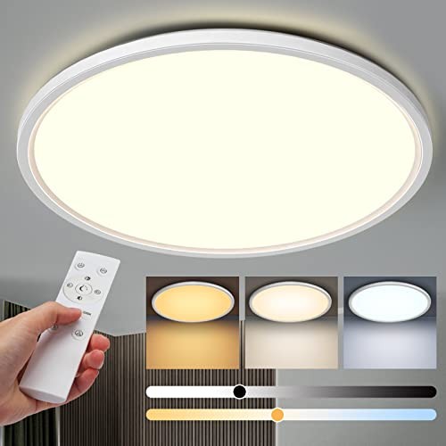 Aisutha LED Deckenleuchte 24W 2800LM Dimmbar 3000K-6500K IP54 Flach