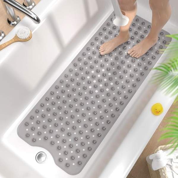 HITSLAM Badewannenmatte 101x40cm rutschfest, antirutsch, schimmelresistent, grau