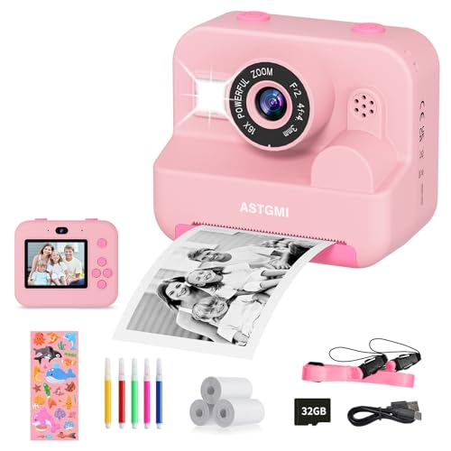 instant camera kinder 1080p hd selfie kamera mit druck, geschenk für mädchen jungs 3-10 jahre (rosa)