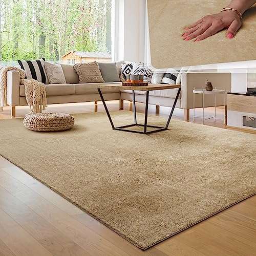 paco home waschbarer teppich beige 160x220 cm kurzflor rutschfest flauschig weich