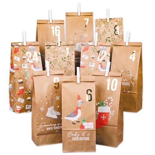 papierdrachen adventskalender 2025 zum befüllen - 24 nachhaltige geschenktüten weihnachten