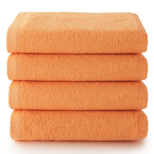 Produktbild: top towel badetücher 4 gesichtshandtücher 30x50 cm 100% baumwolle papaya