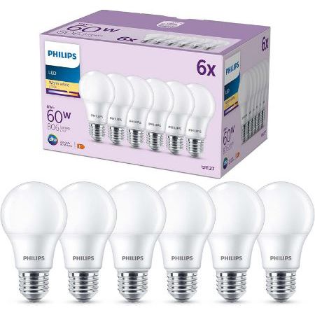 Produktbild: Philips Classic LED E27 Lampe 60W warmweiß 6er Pack