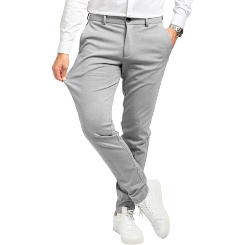 performance pants herren hellgrau stretch chinos anzughosen 32W/32L business freizeit