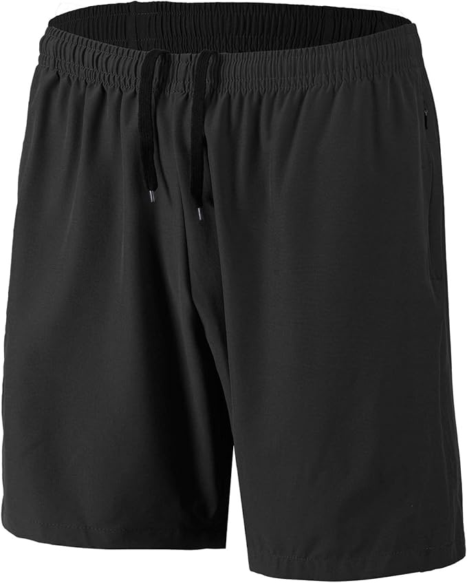 HMIYA Herren Sport Shorts Schnell Trocknend Reißverschlusstaschen 5XL Schwarz