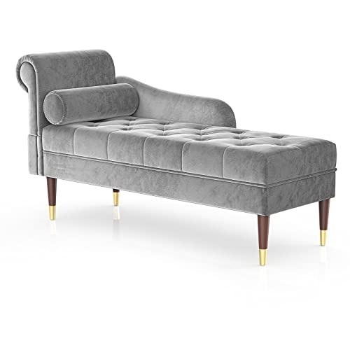 vesgantti chaiselongue velvet sofa mit linker armlehne und lendenkissen, indoor