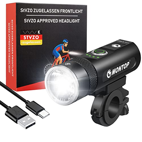 montop led fahrradlicht usb-c stvzo zugelassen für sicheres fahren