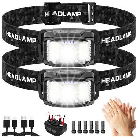 led stirnlampe 2er set aaizplz akku 2000 lumen 16 lichtmodi 11,39 euro