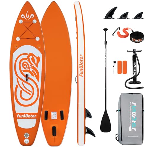 stand up paddle board funwater 10' 11', aufblasbar mit zubehör, paddel, pump, sitz