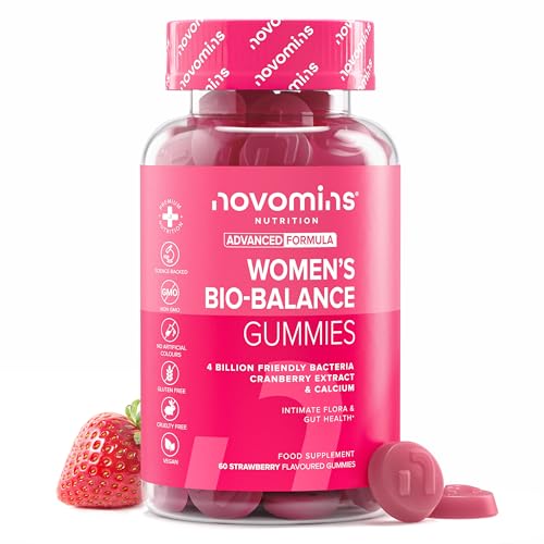 probiotika frauen mit kalzium und cranberry, vegan, glutenfrei, 60 gummibärchen, novomins