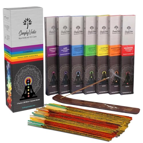 Produktbild: chakra räucherstäbchen simply vedisch 7 chakren für meditation yoga heilung 140 stäbchen