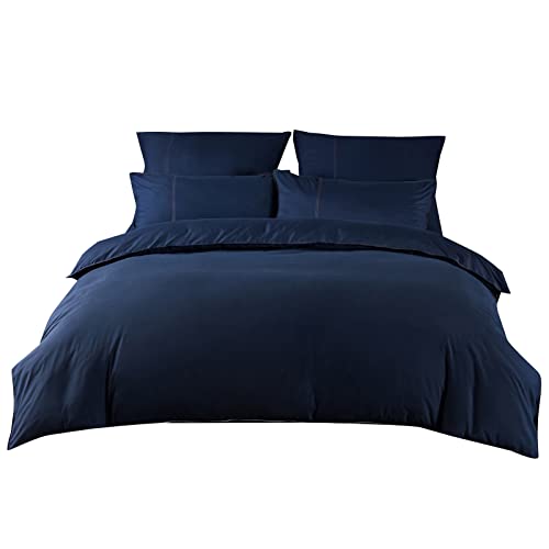 keowin bettwäsche 200x200 mikrofaser 3-teilig für allergiker marineblau