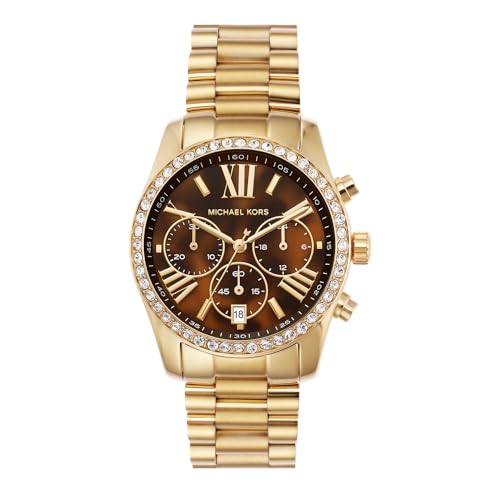 Michael Kors damen chronograph lexington, quarz, edelstahl, gold