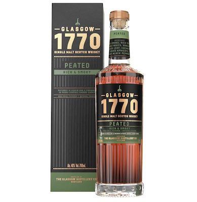 glasgow 1770 single malt whisky, peated, rich & smoky, 47 statt 55