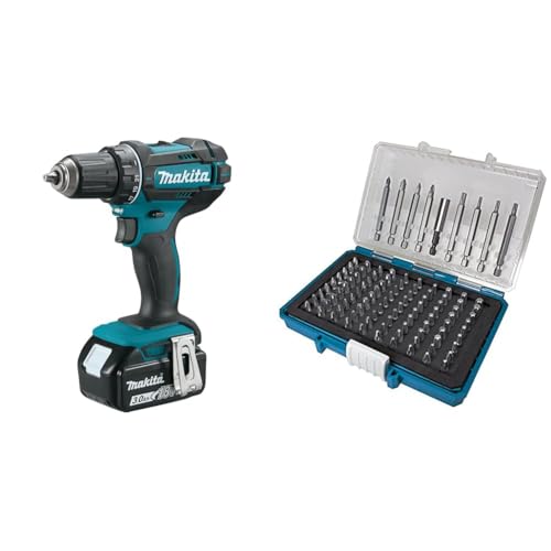 makita cordless drill 18v 54w schwarz blau mit bit box 99-teilig P-81050