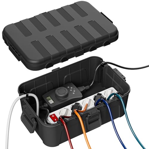 restmo wasserdichte kabelbox für außen, ip54, schutz für kabel und stecker, schwarz