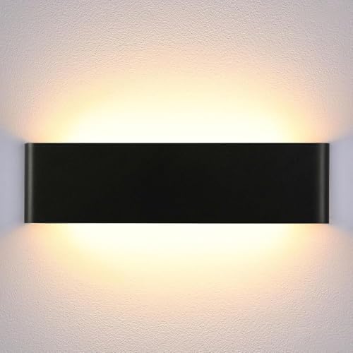 Produktbild: lightess 16 w led wandlampe schwarz modern up down warmweiß aluminium ip44