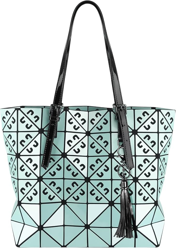 Produktbild: Damen Handtasche Shopper mit Quasten - Geometrisches Irrlichtmuster Tote Tasche