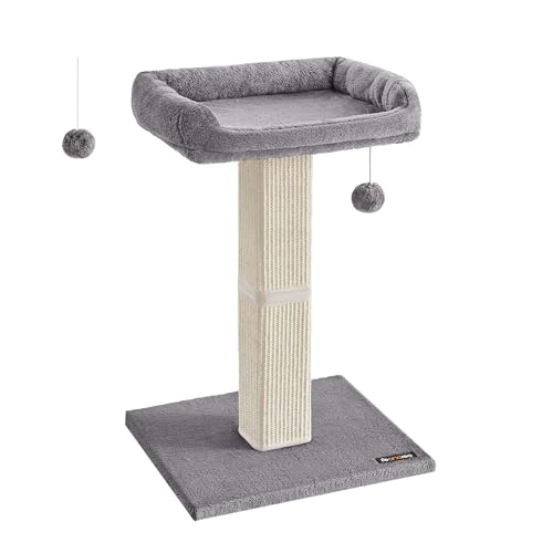 kratzbaum feandrea 71cm hellgrau sisal plüsch plattform 40x30cm mit plüschball