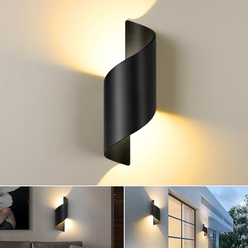 kgh 10w wandlampe warmweiß, led wandleuchte ip65 für innen außen, schwarz